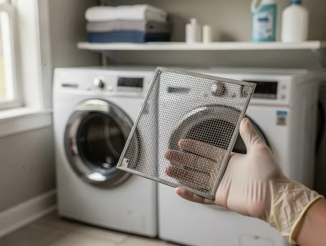 Yucaipa Dryer Vent Cleaning specialist performing detailed lint trap cleaning service in Yucaipa