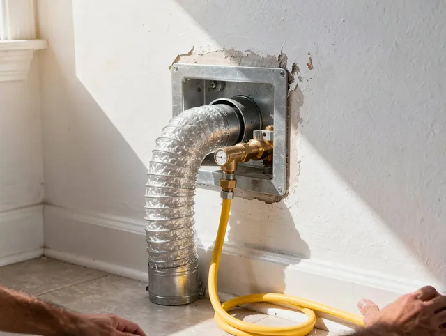 Yucaipa Dryer Vent Cleaning certified technician performing specialized gas dryer vent cleaning in Yucaipa